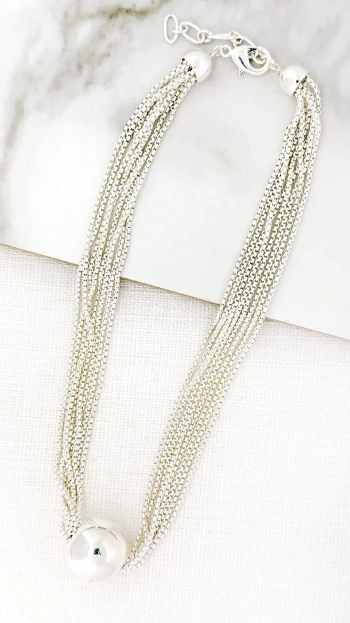 Short silver coloured necklace