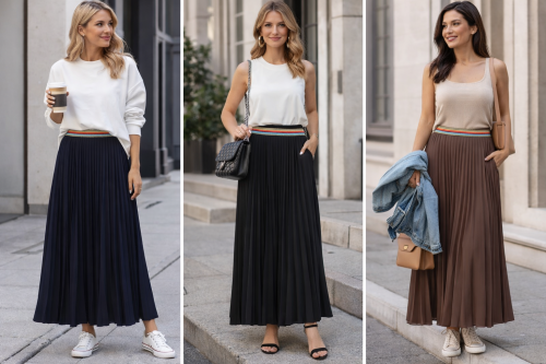 Pleated skirt in black