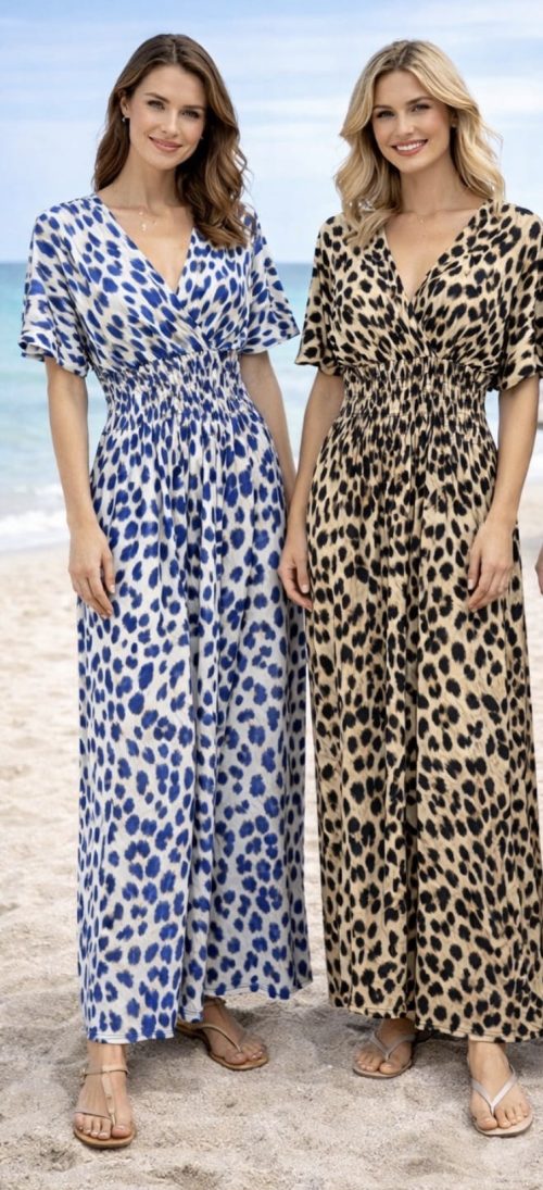 Leopard jumpsuit in blue