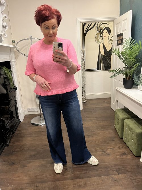 Short sleeve knit in pink S/M