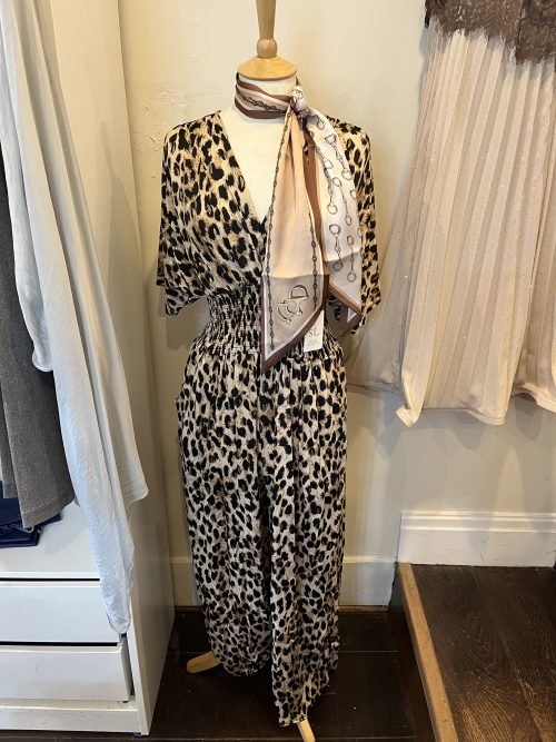 Leopard jumpsuit in light beige