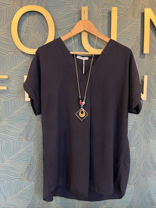 V neck top in navy